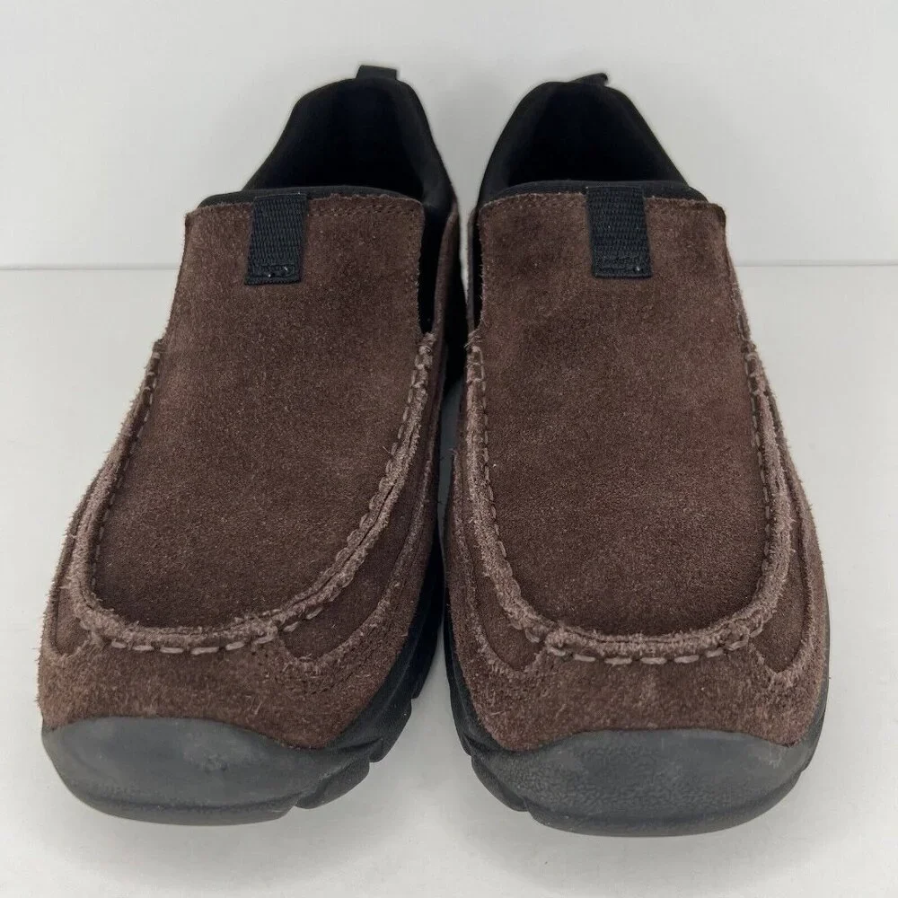 Land's End Brown Rough Cut Suede Chukka Loafers Mens Size 8.5 Slip-On Shoes